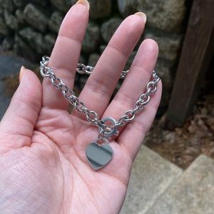 Tiffany inspired heart charm toggle bracelet